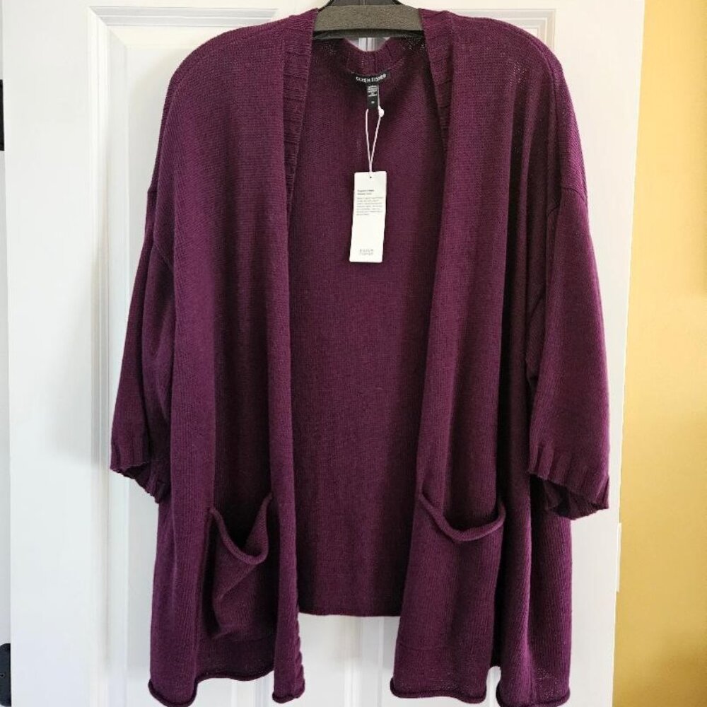 Organic Linen Cotton Cardigan 3X New - Picture 2 of 8